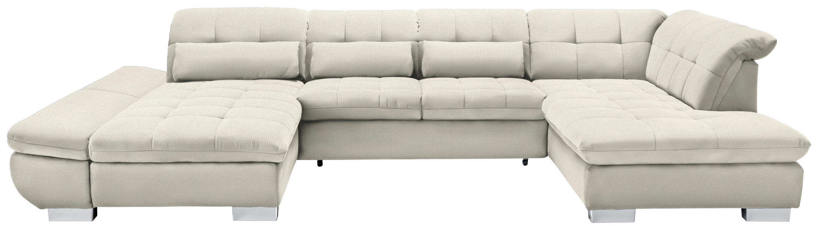 WOHNLANDSCHAFT in Mikrofaser Weiss  - Chromfarben/Weiss, Design, Kunststoff/Textil (204/350/211cm) - Xora