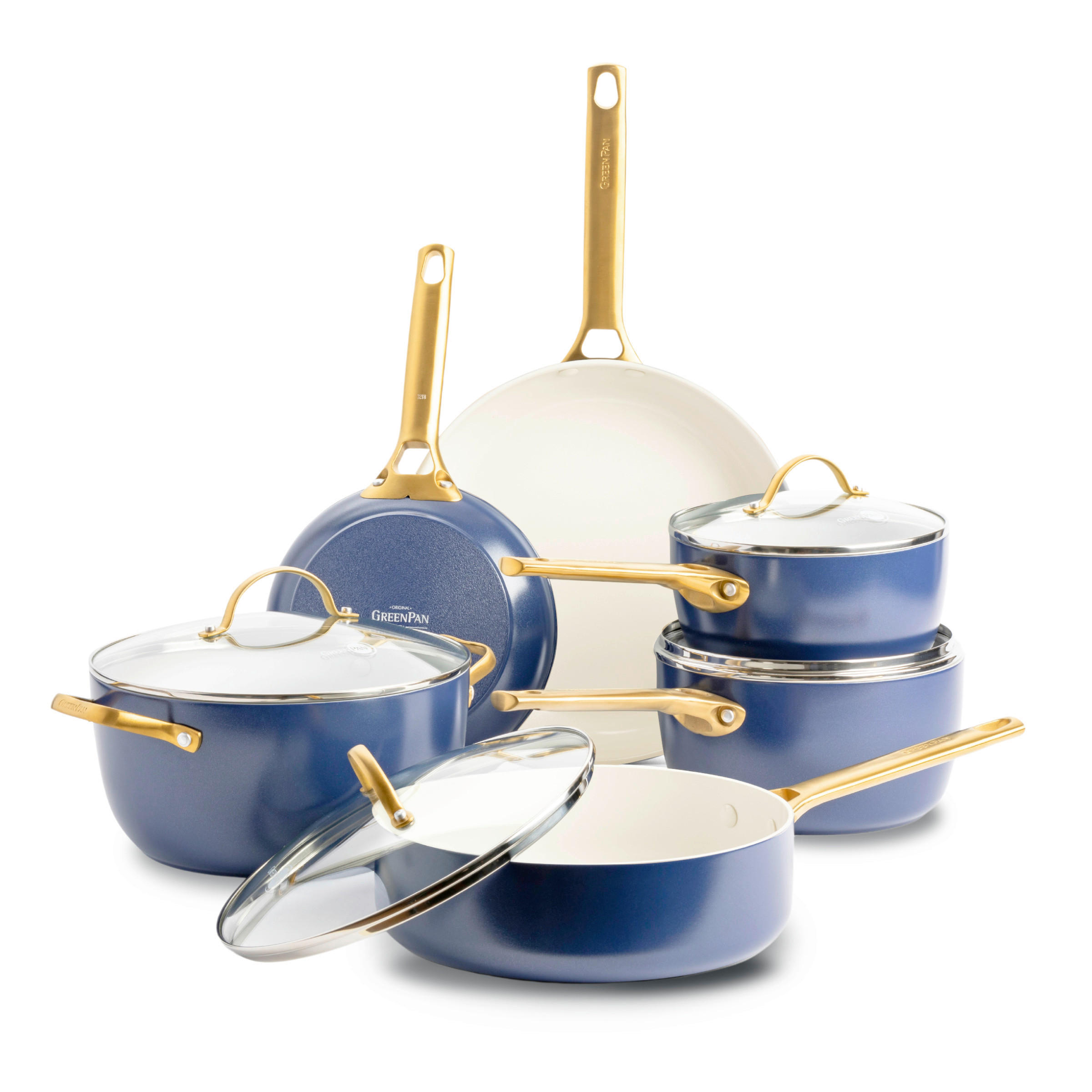 GreenPan Kochtopfset Padova Reserve Weiß, Gold, Dunkelblau