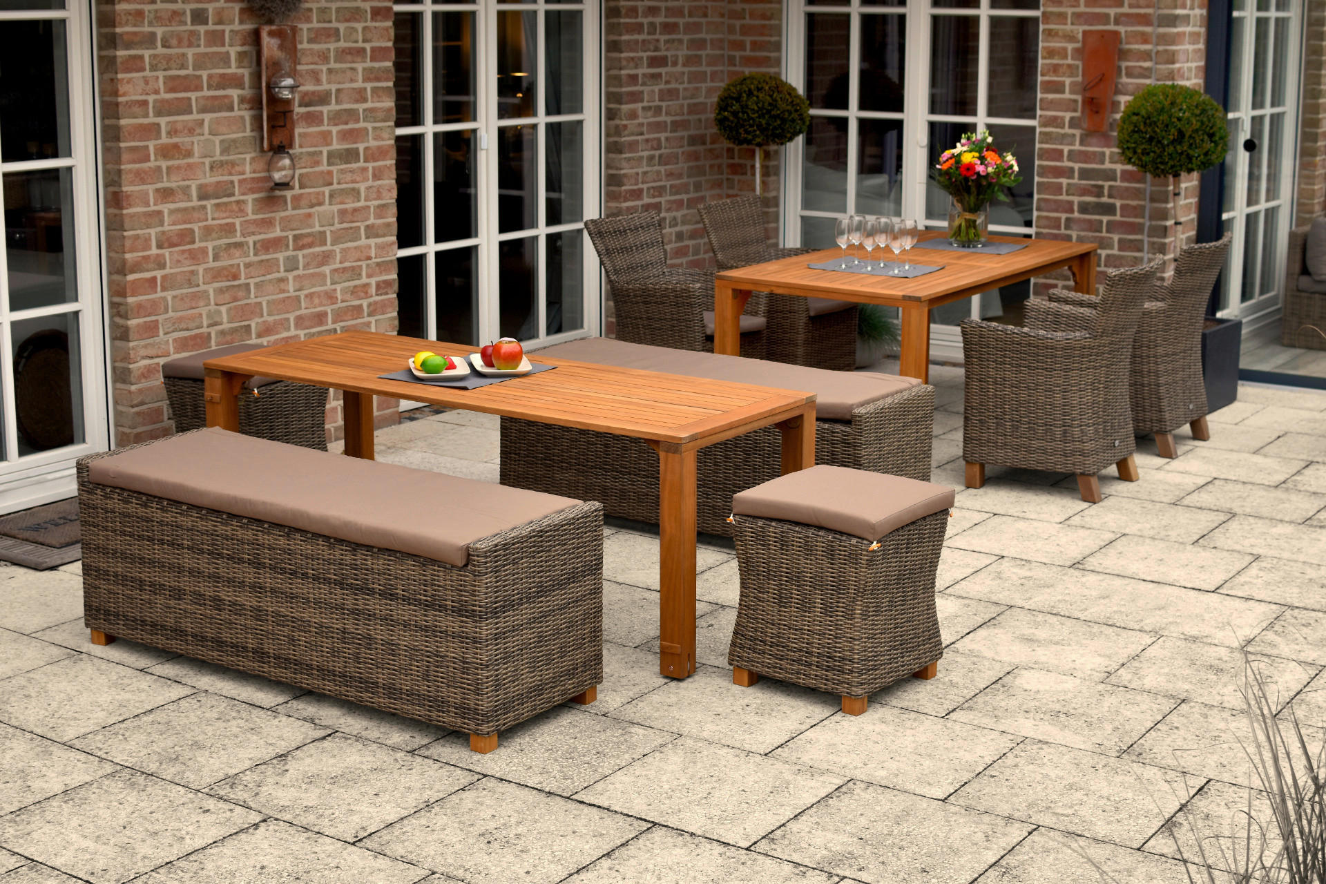 GARTENHOCKER  - Naturfarben/Akaziefarben, KONVENTIONELL, Holz/Kunststoff (45/50/45cm) - Gardenson
