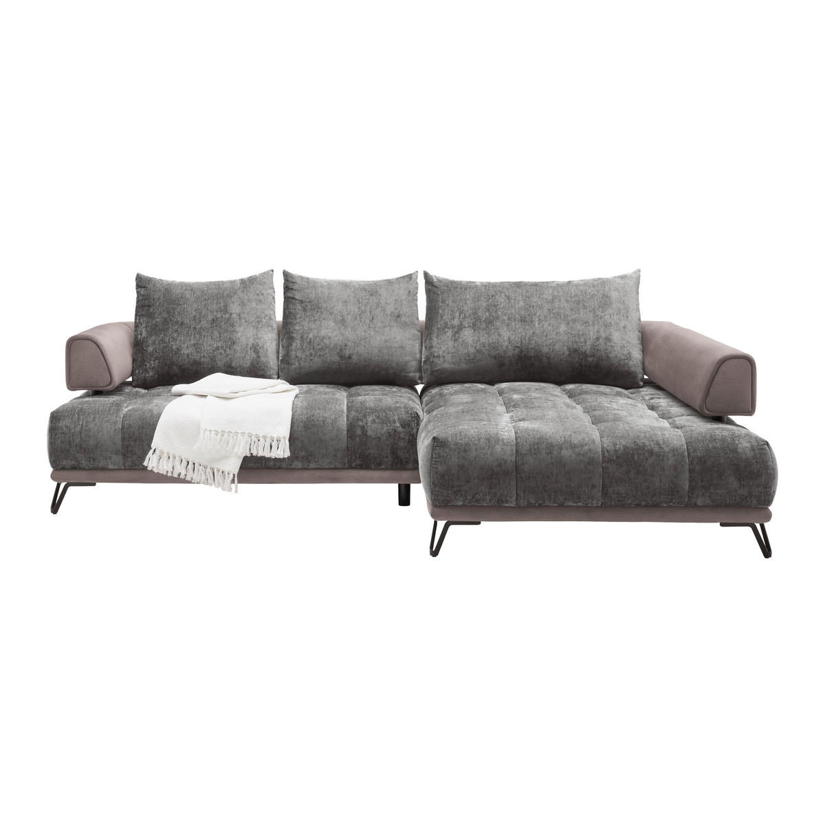 HÖRNSOFFA i grå  - grå/svart, Modern, metall/textil (262/184cm) - MID.YOU