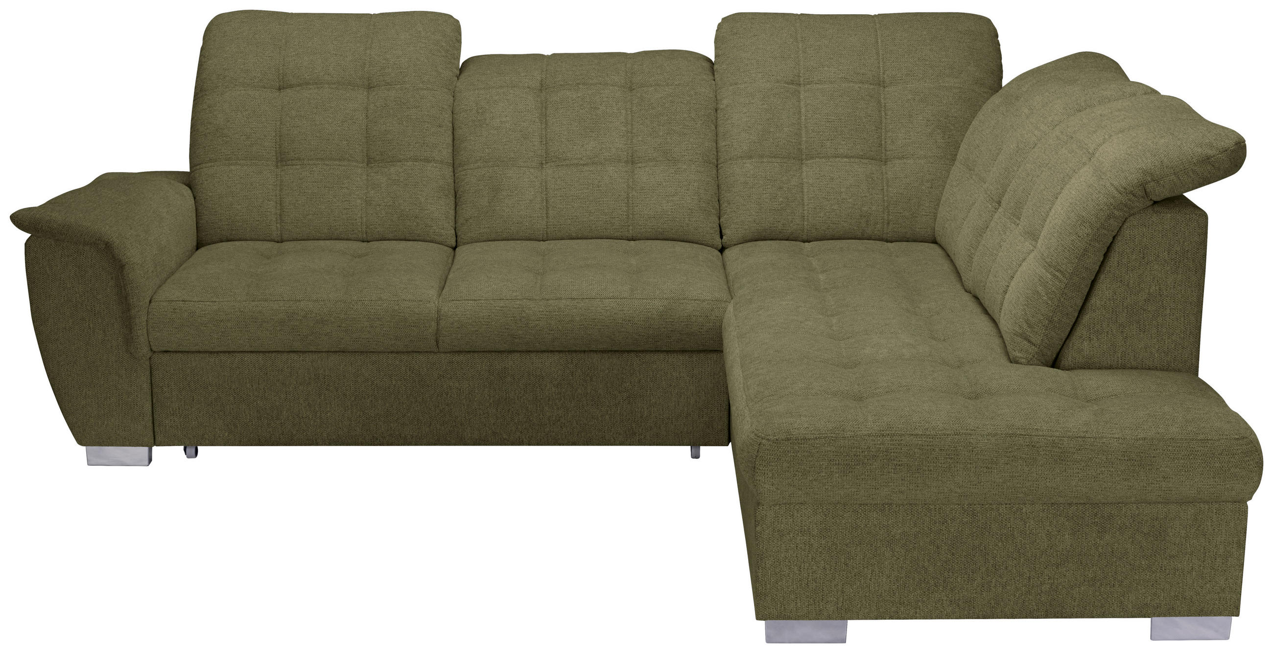ECKSOFA Olivgrün Chenille  - Chromfarben/Olivgrün, KONVENTIONELL, Kunststoff/Textil (260/205cm) - Carryhome