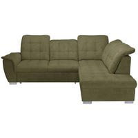 ECKSOFA Olivgrün Chenille  - Chromfarben/Olivgrün, KONVENTIONELL, Kunststoff/Textil (260/205cm) - Carryhome