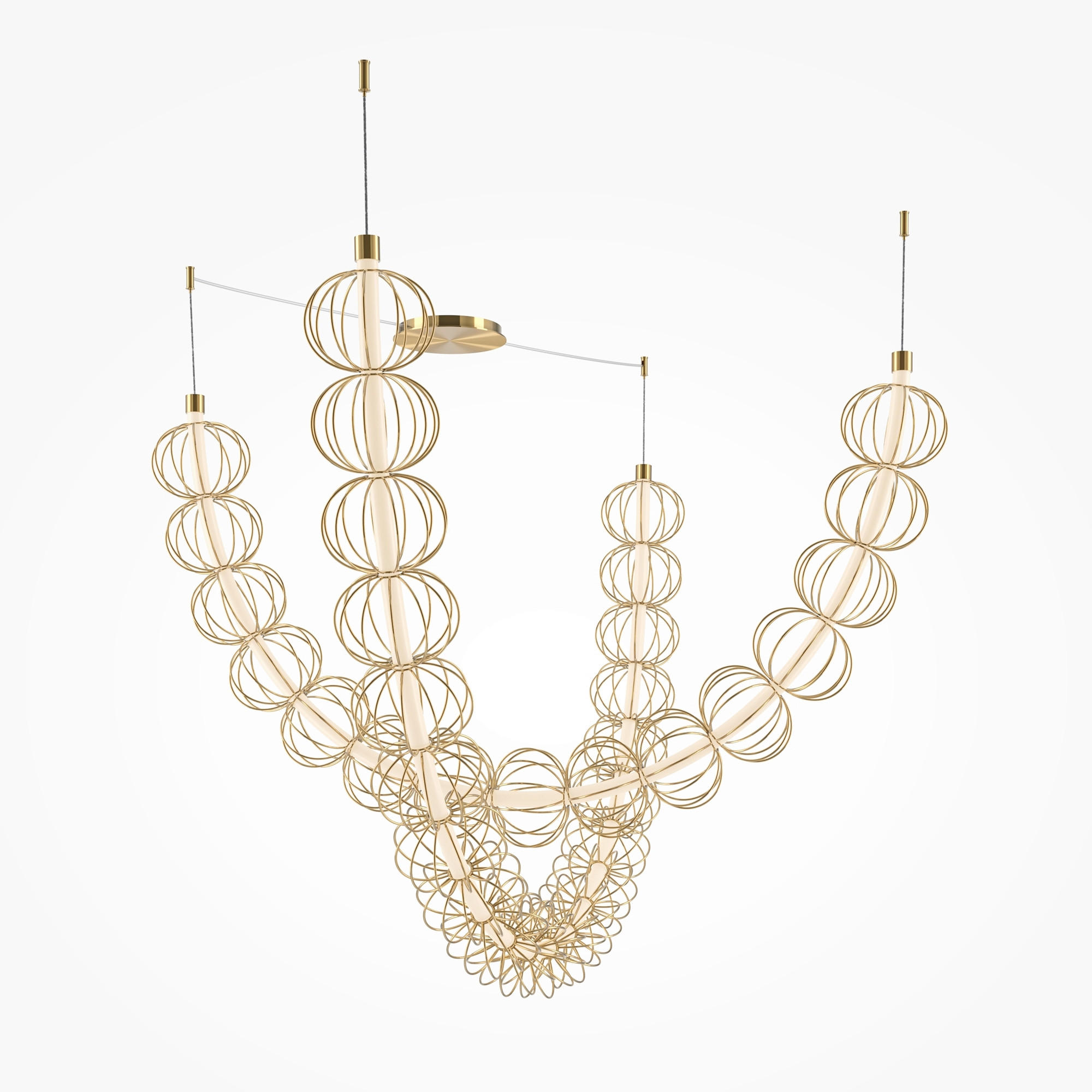 PENDELLAMPA Golden Cage 208.6/184/35 cm  - guldfärgad, Design, metall (208.6/184/35cm) - MAYTONI