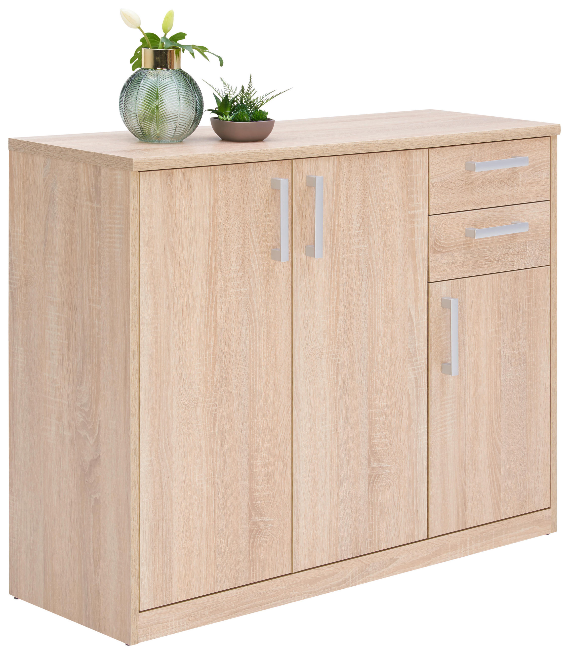 KOMÓD 106/84/36 cm - Sonoma tölgy/Fekete, Konventionell, Faalapú anyag/Fém (106/84/36cm) - Xora