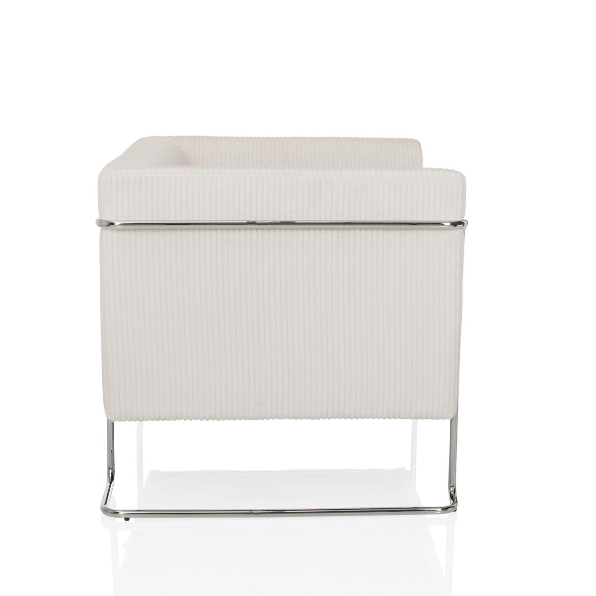 LOUNGESESSEL Cord Weiß    - Silberfarben/Weiß, MODERN, Textil/Metall (88/74/74cm) - MID.YOU