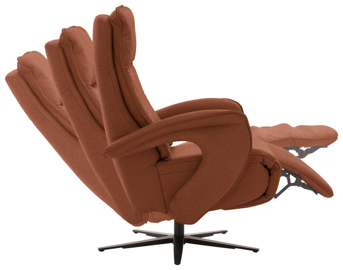 RELAXSESSEL in Leder Cognac  - Cognac/Schwarz, Design, Leder/Metall (77/110/87cm) - Valdera