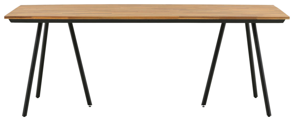 GARTENTISCH 200/100/74 cm Holz, Metall rechteckig  - Schwarz/Teakfarben, KONVENTIONELL, Holz/Metall (200/100/74cm) - Gardenson