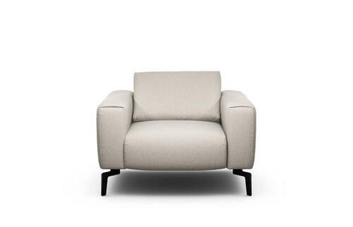 SESSEL in Chenille Naturfarben  - Schwarz/Naturfarben, Design, Textil/Metall (110/85/86-94cm) - SENSOO
