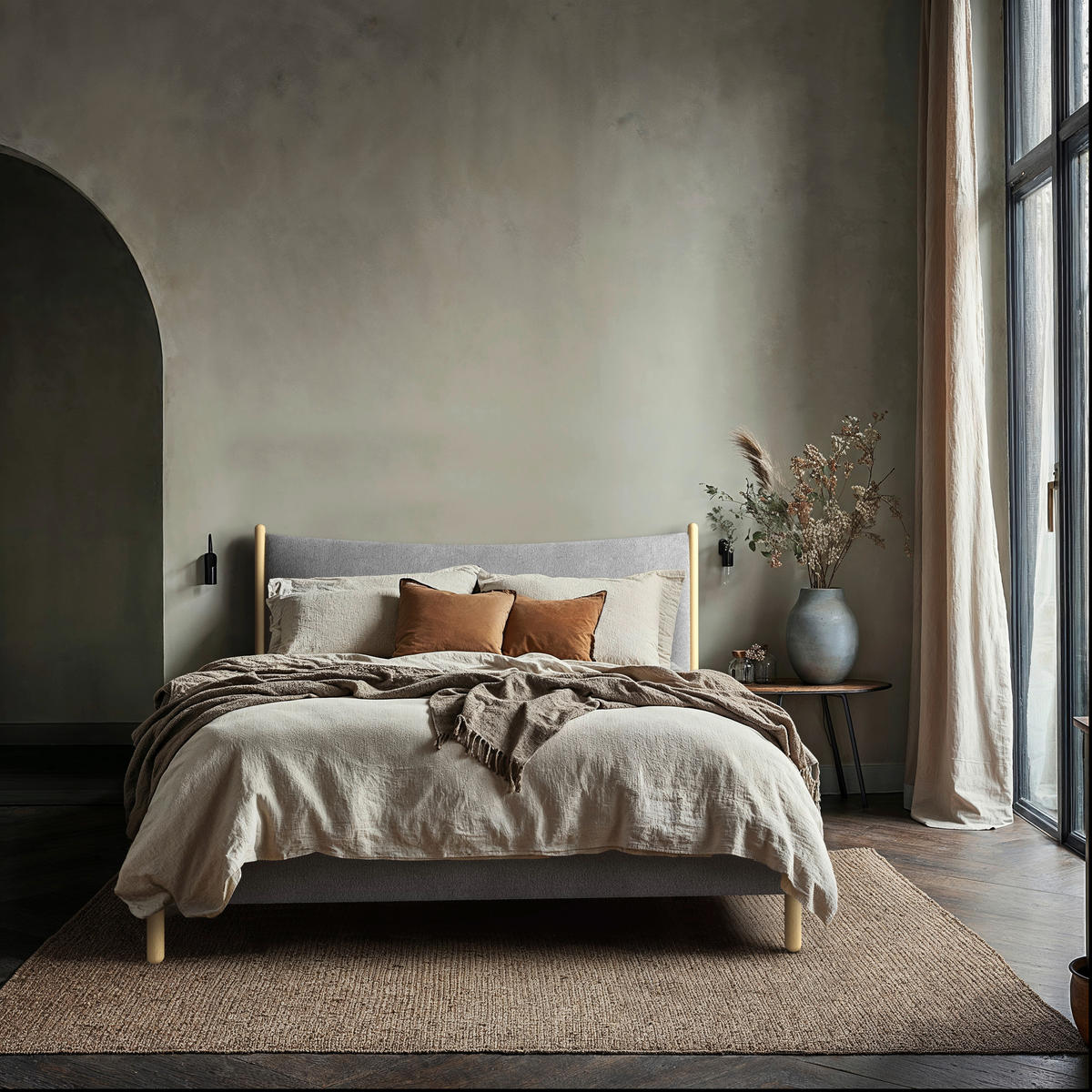 POLSTERBETT 180/200 cm,  in Anthrazit, gepolstertes Kopfteil, Lattenrost, Bettkasten,  - Anthrazit/Buchefarben, MODERN, Holz/Holzwerkstoff (180/200cm) - MID.YOU