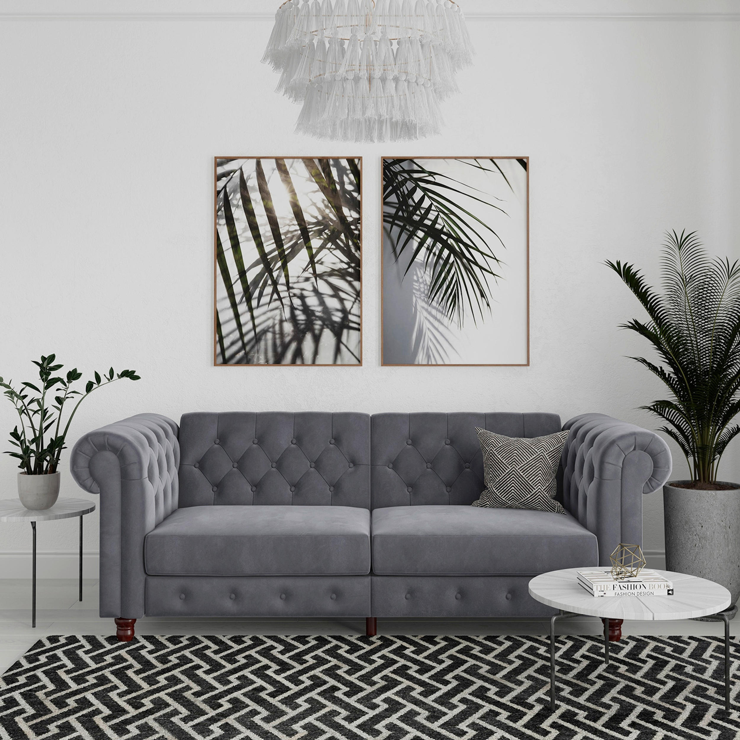 SCHLAFSOFA FIRENZE in Velours Anthrazit Vintage, Skandinavisch, Modern  - Anthrazit/Schwarz, Basics, Holz/Textil (236/83/87cm) - Livetastic