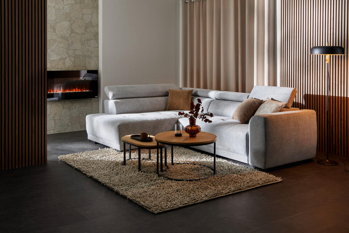 COUCHTISCHSET in Holz, Metall, Holzwerkstoff 70/70/42 cm  - Eichefarben/Schwarz, Konventionell, Holz/Holzwerkstoff (70/70/42cm) - Stylife