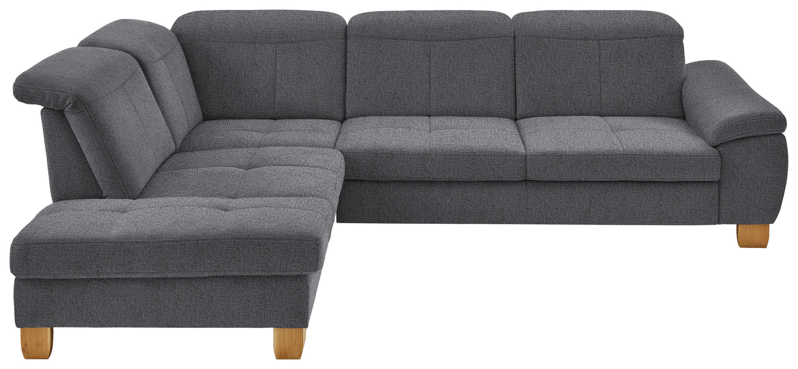 ECKSOFA in Flachgewebe Grau  - Wildeiche/Grau, Natur, Holz/Textil (243/301cm) - Voleo