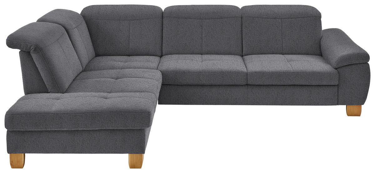 ECKSOFA in Flachgewebe Grau  - Wildeiche/Grau, Natur, Holz/Textil (243/301cm) - Voleo