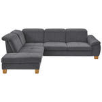 ECKSOFA in Flachgewebe Grau  - Wildeiche/Grau, Natur, Holz/Textil (243/301cm) - Voleo