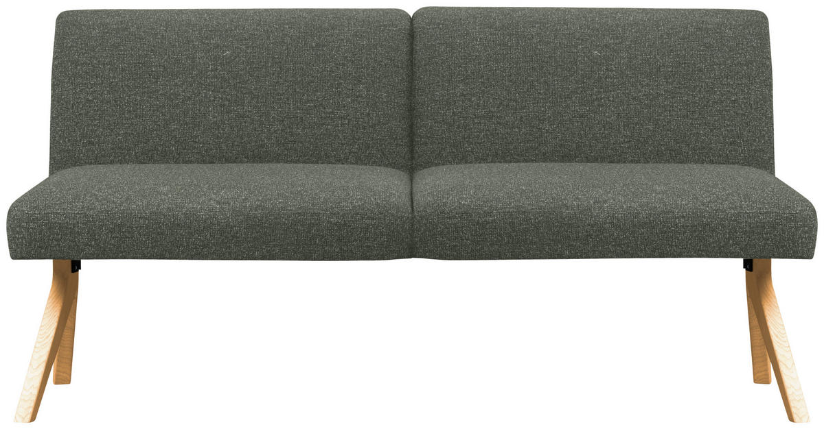 SITZBANK Holz, Textil Graugrün  - Eichefarben/Graugrün, Konventionell, Holz/Textil (160/85/69cm) - Linea Natura