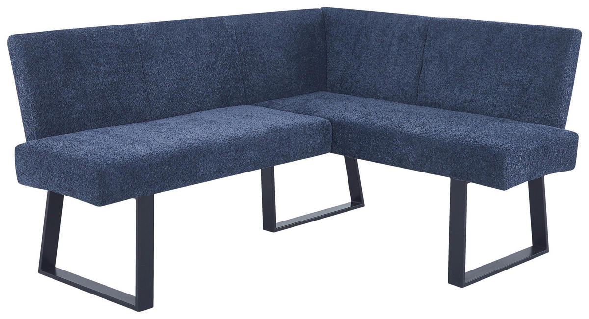 ECKBANK 160/130 cm Leinenoptik Dunkelblau   - Schwarz/Dunkelblau, KONVENTIONELL, Textil/Metall (160/130cm) - MID.YOU