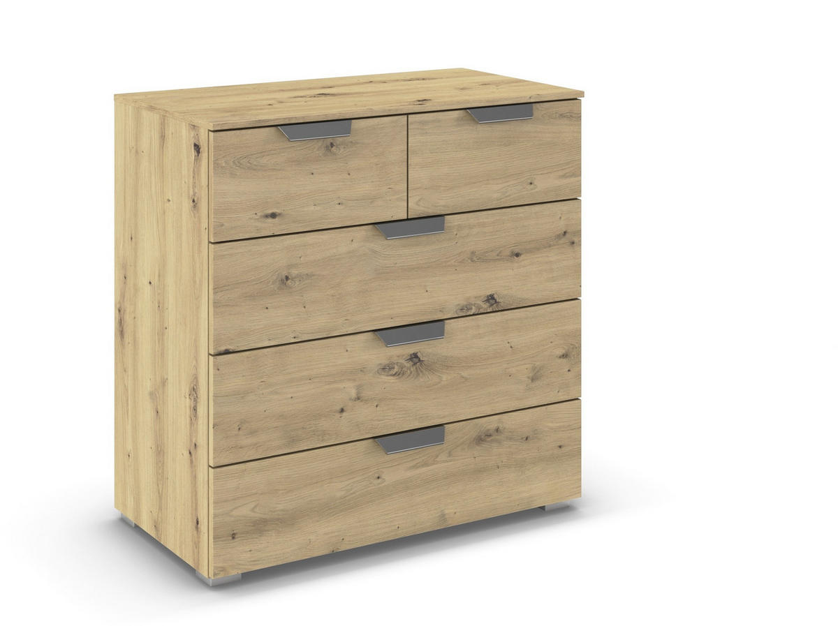 KOMMODE  in 80/81/42 cm  - Chromfarben/Eiche Artisan, Design, Holzwerkstoff/Metall (80/81/42cm) - Carryhome