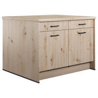 KÜCHENINSEL 123,4/91,8/96,6 cm  in Eichefarben  - Eichefarben/Schwarz, Basics, Holzwerkstoff/Metall (123,4/91,8/96,6cm) - Impuls