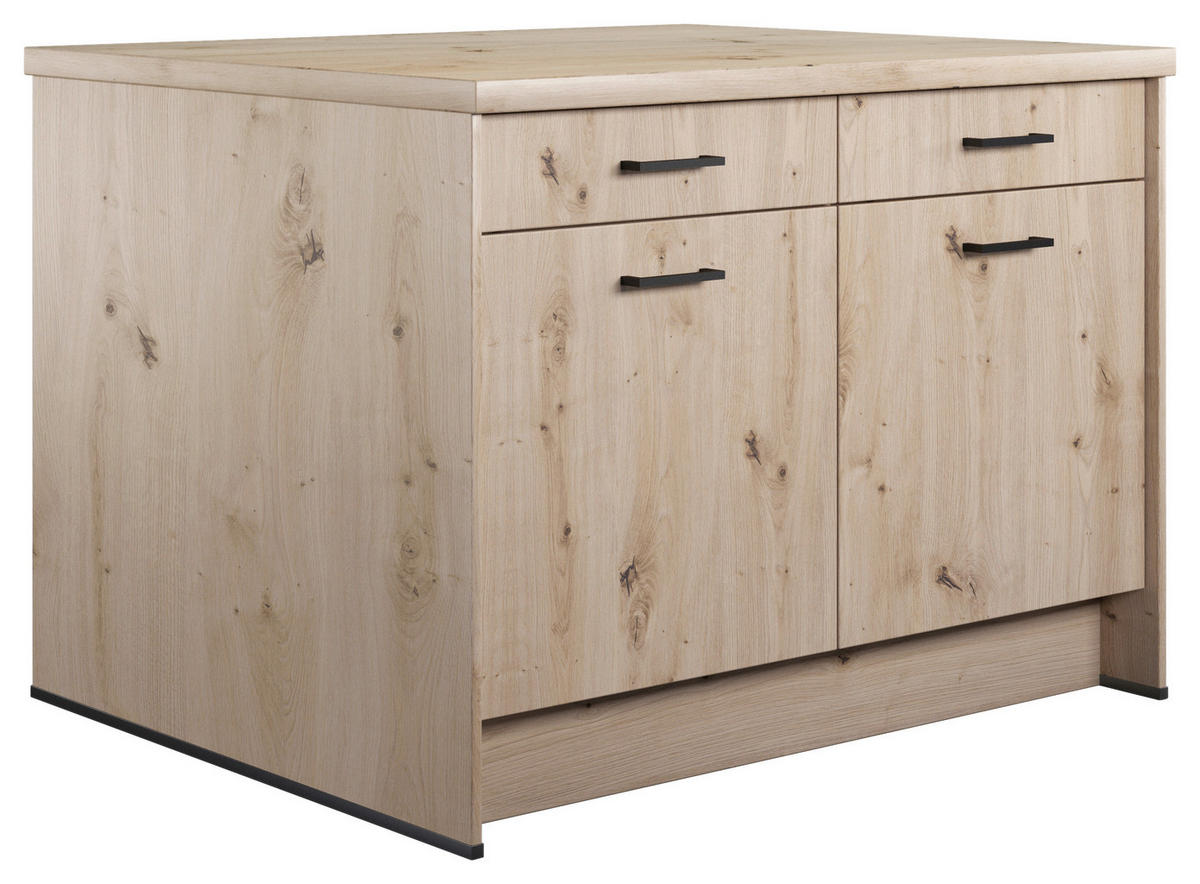 KÜCHENINSEL 123,4/91,8/96,6 cm  in Eichefarben  - Eichefarben/Schwarz, Basics, Holzwerkstoff/Metall (123,4/91,8/96,6cm) - Impuls