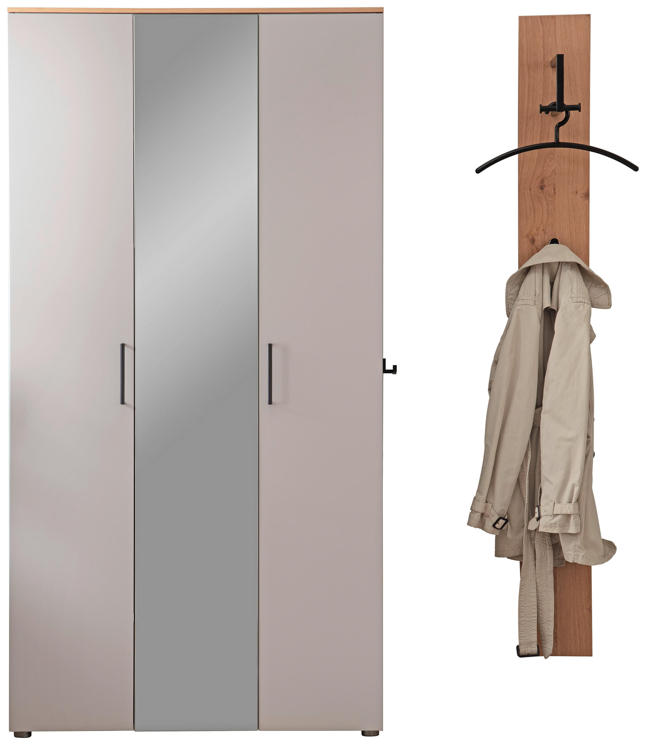 GARDEROBE 2-teilig  in 130/198/29 cm  - Wildeiche/Grau, Design, Holz/Holzwerkstoff (130/198/29cm) - Moderano