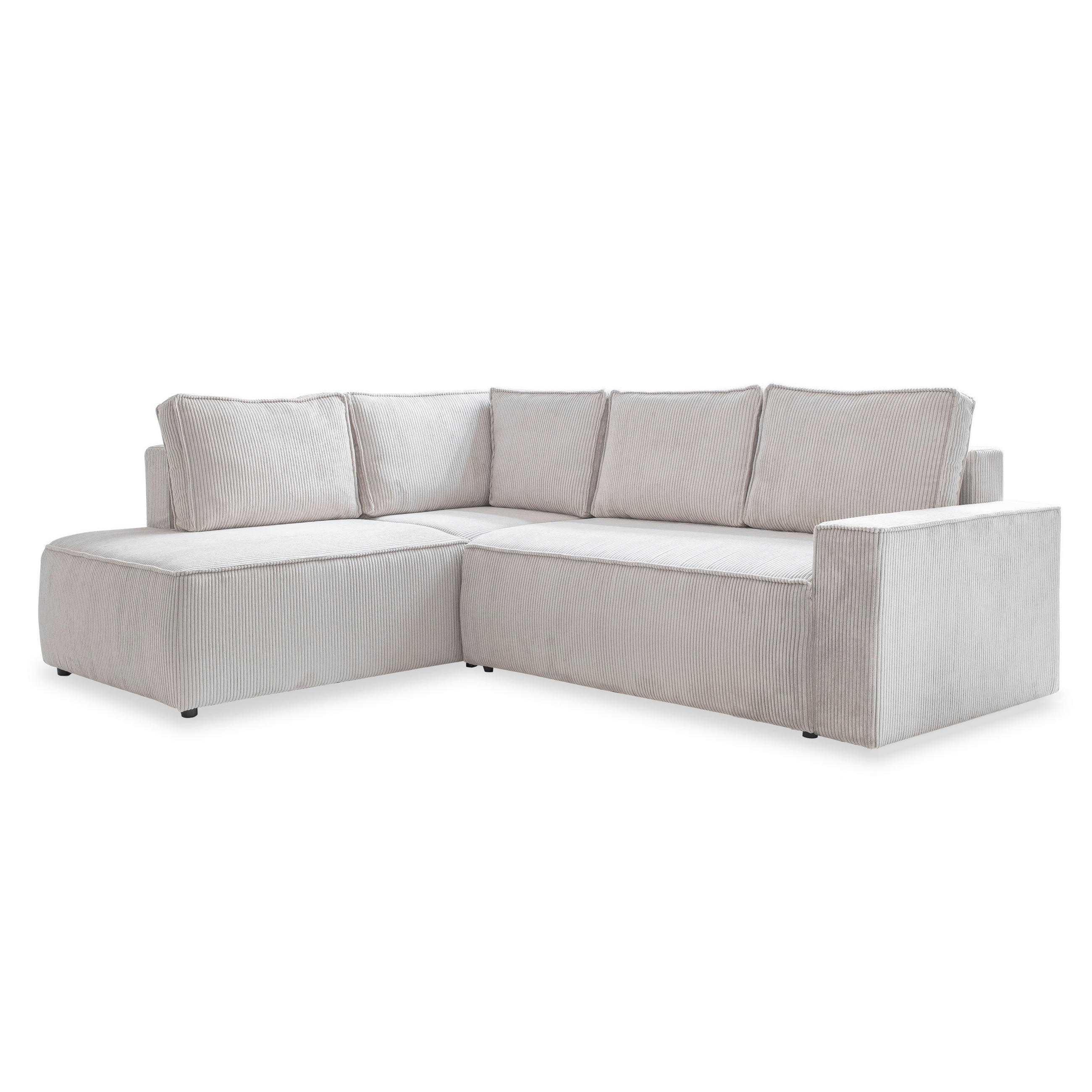 ECKSOFA in Cord Beige - Beige/Schwarz, Design, Kunststoff/Textil (194/247cm) - MID.YOU