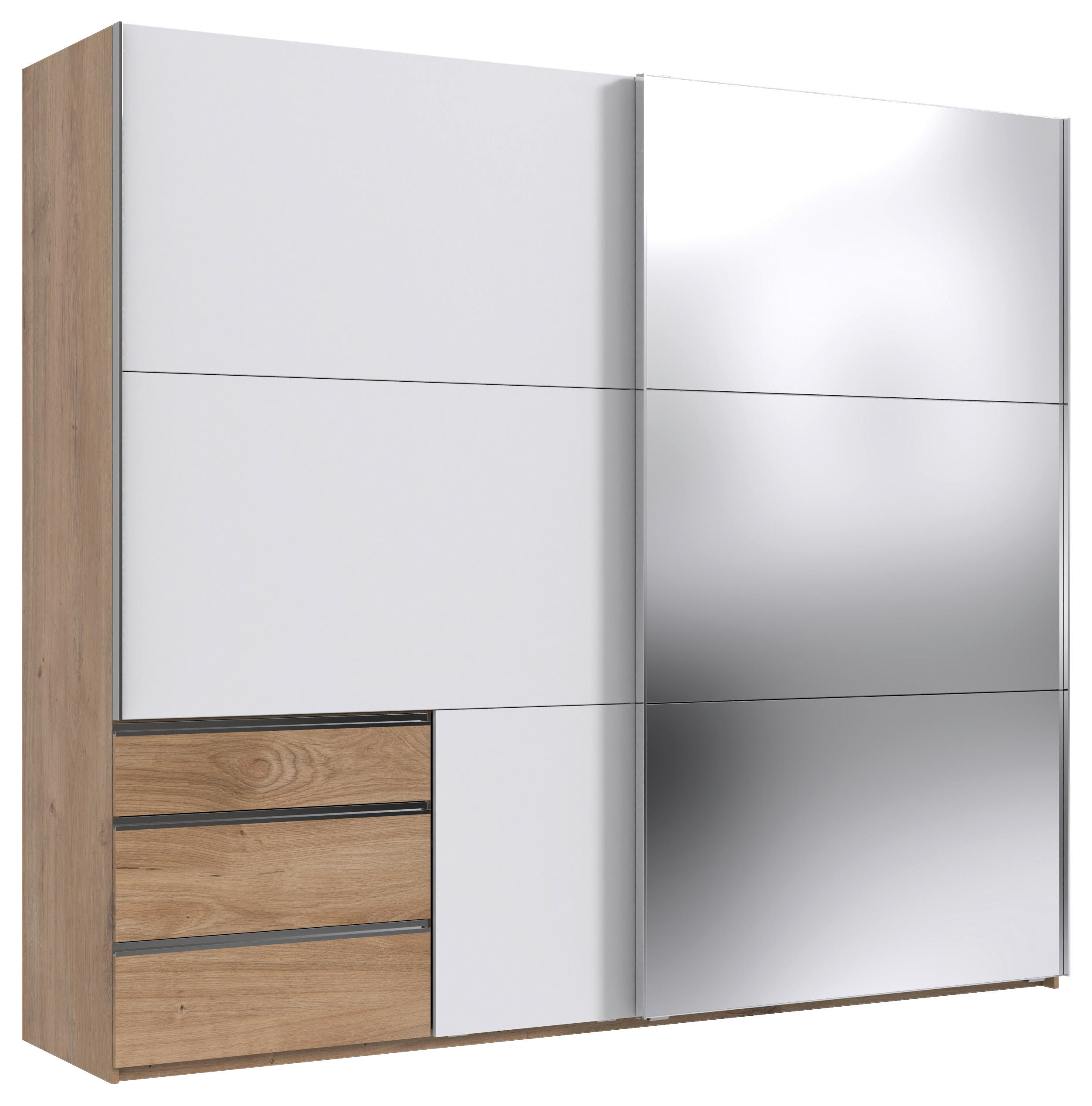 Mid.you Schwebetürenschrank Wimex Level 36A Weiß, Eiche 250x216x65 cm