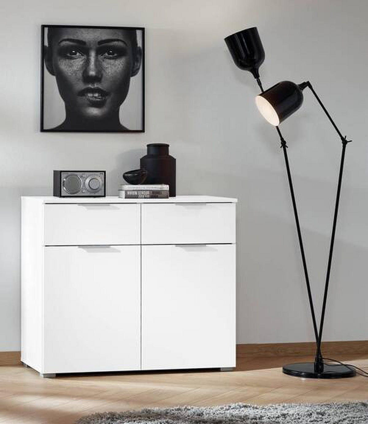 KOMÓD 93/81/42 cm  - alumínium színű/fehér, Modern, faalapú anyag (93/81/42cm) - Rauch Möbel