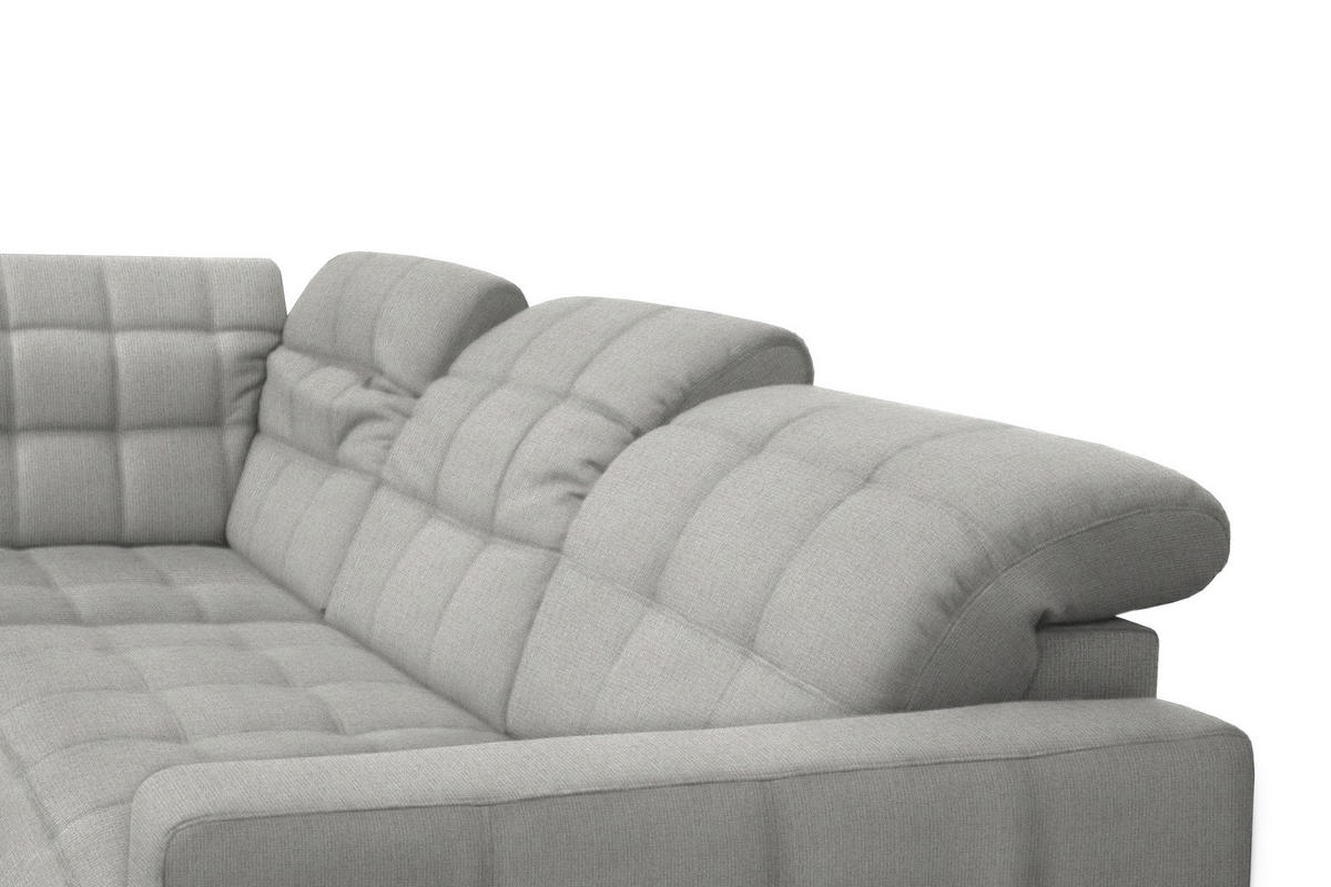 ECKSOFA in Webstoff Hellgrau  297/216 cm  - Hellgrau/Schwarz, Design, Holz/Textil (297/216cm) - Xora