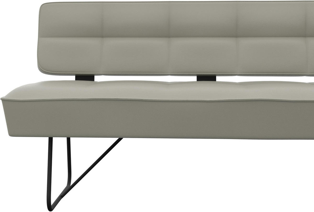 ECKBANK 165/207 cm Echtleder Hellgrau   - Hellgrau/Schwarz, Design, Leder/Metall (165/207cm) - Moderano