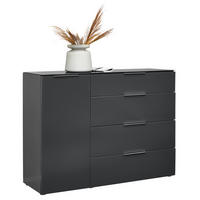 SIDEBOARD  in 135/101/40,5 cm  - Anthrazit/Alufarben, Design, Glas/Holzwerkstoff (135/101/40,5cm) - Voleo