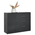 SIDEBOARD  in 135/101/40,5 cm  - Anthrazit/Alufarben, Design, Glas/Holzwerkstoff (135/101/40,5cm) - Voleo