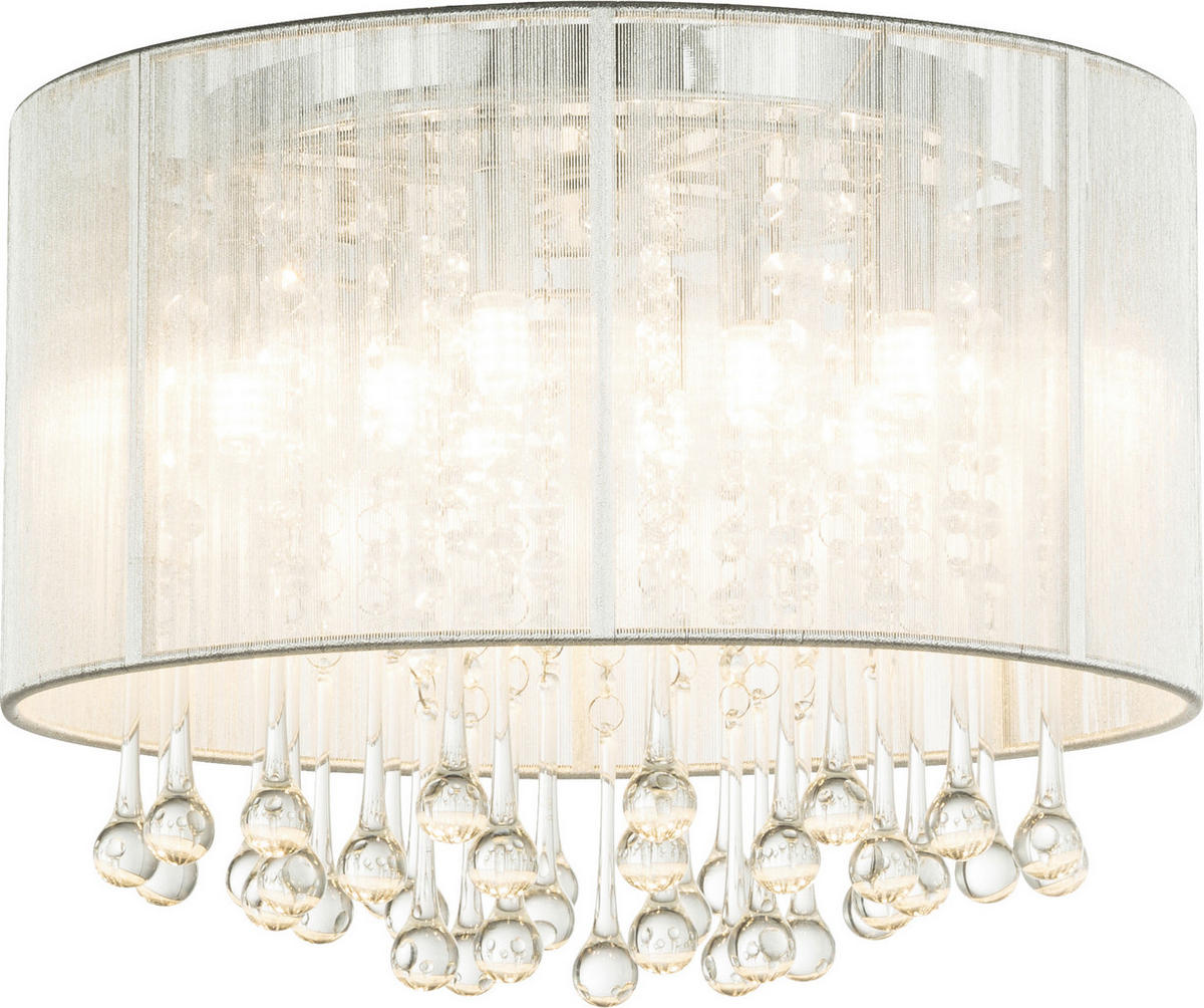 LED-DECKENLEUCHTE 40/29 cm   - Silberfarben, LIFESTYLE, Glas/Textil (40/29cm) - Globo