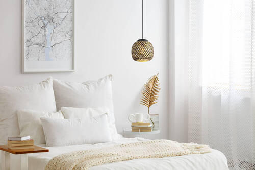 HÄNGLAMPA 30/120 cm  - svart/naturfärgad, Natur, metall/plast (30/120cm) - Globo