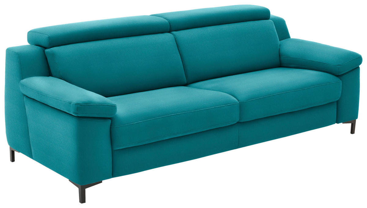 3-SITZER-SOFA in Chenille Petrol  - Petrol/Schwarz, Design, Textil/Metall (230/104/104cm) - Valdera