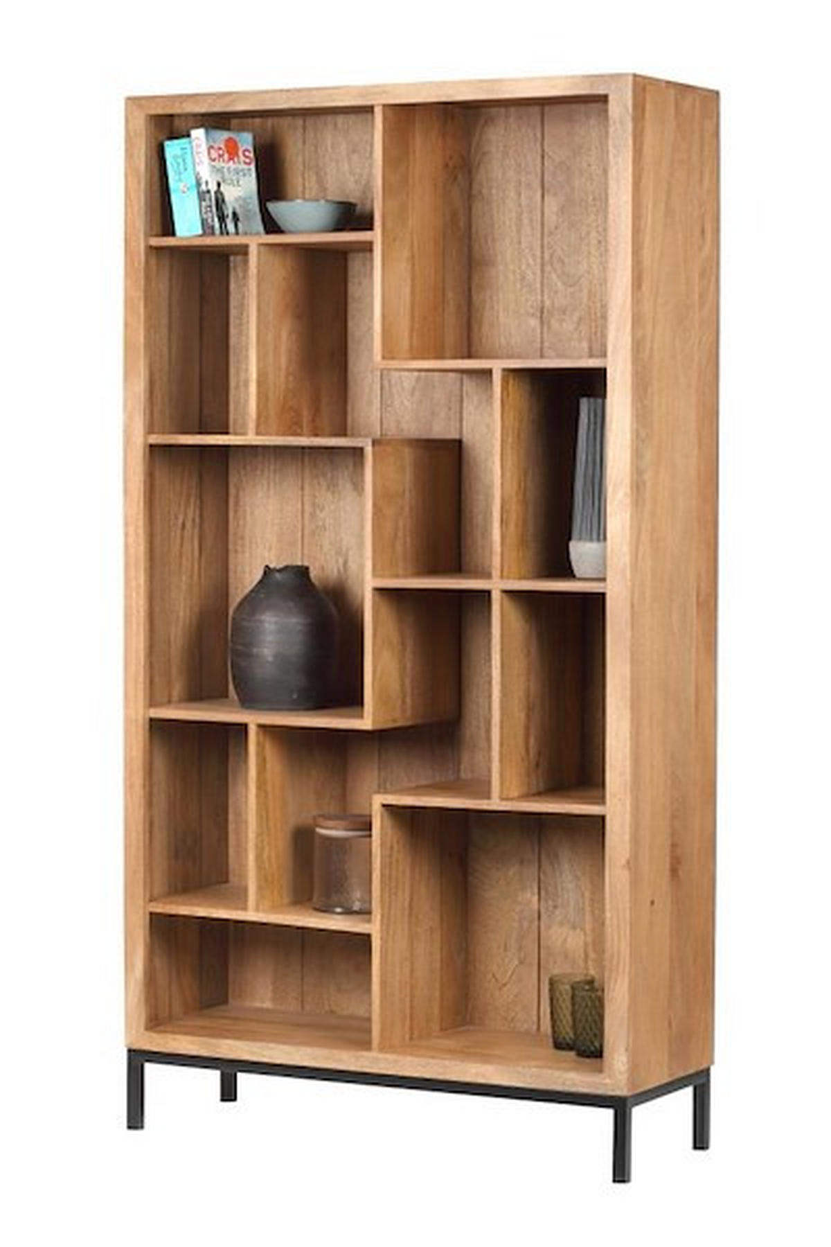 REGAL  100/186/36 cm Naturfarben  - Schwarz/Naturfarben, Design, Holz/Metall (100/186/36cm) - Livetastic