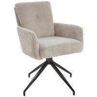 ARMLEHNSTUHL  in Eisen Cord  - Creme/Schwarz, Design, Textil/Metall (60/90/68cm) - Valdera