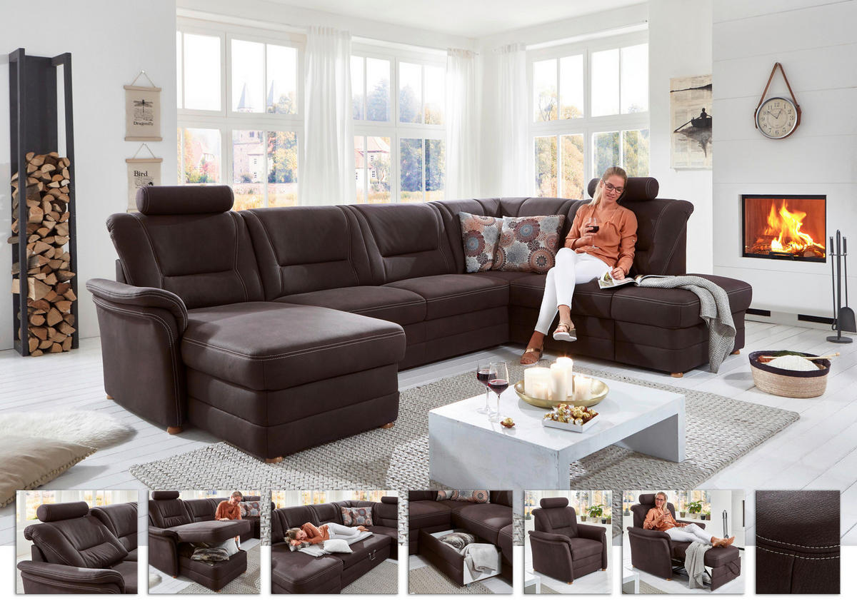 SAROKKANAPÉ fa, fém, textil  - bézs, Konventionell, textil/fa (162/327/218cm) - Beldomo Comfort