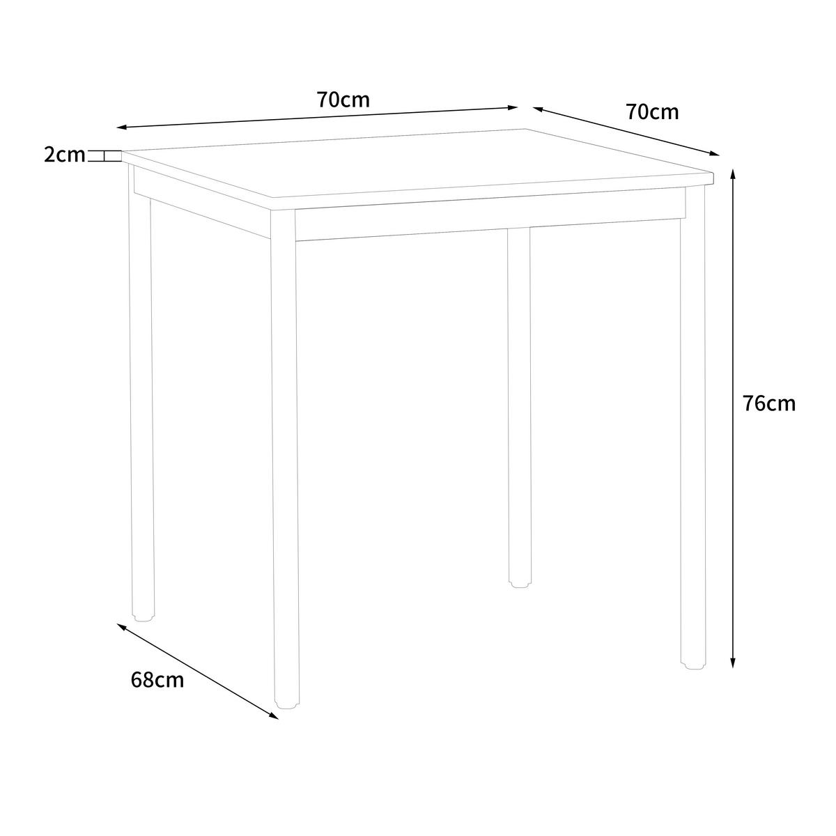 JEDILNA MIZA, črna, bela  - črna/bela, Design, kovina/leseni material (70/76/70cm) - Boxxx
