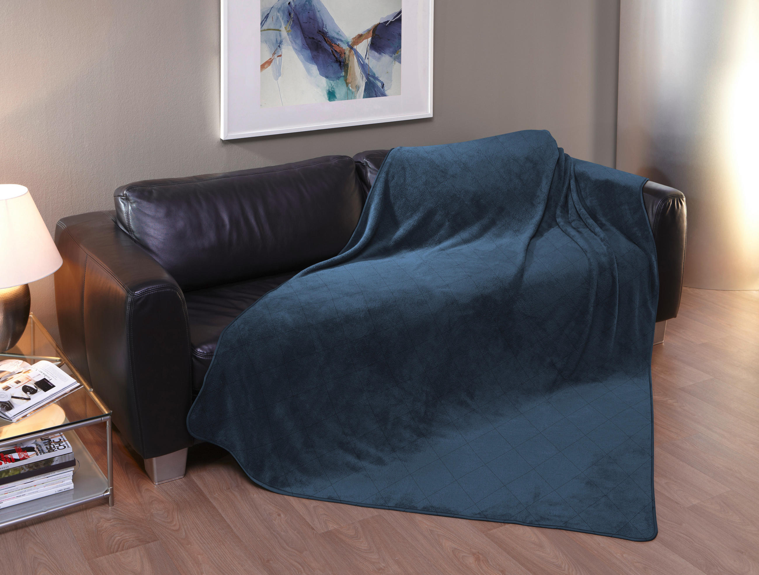 PLAID Plaids 150/200 cm  - Dunkelblau, Basics, Textil (150/200cm) - Fleuresse