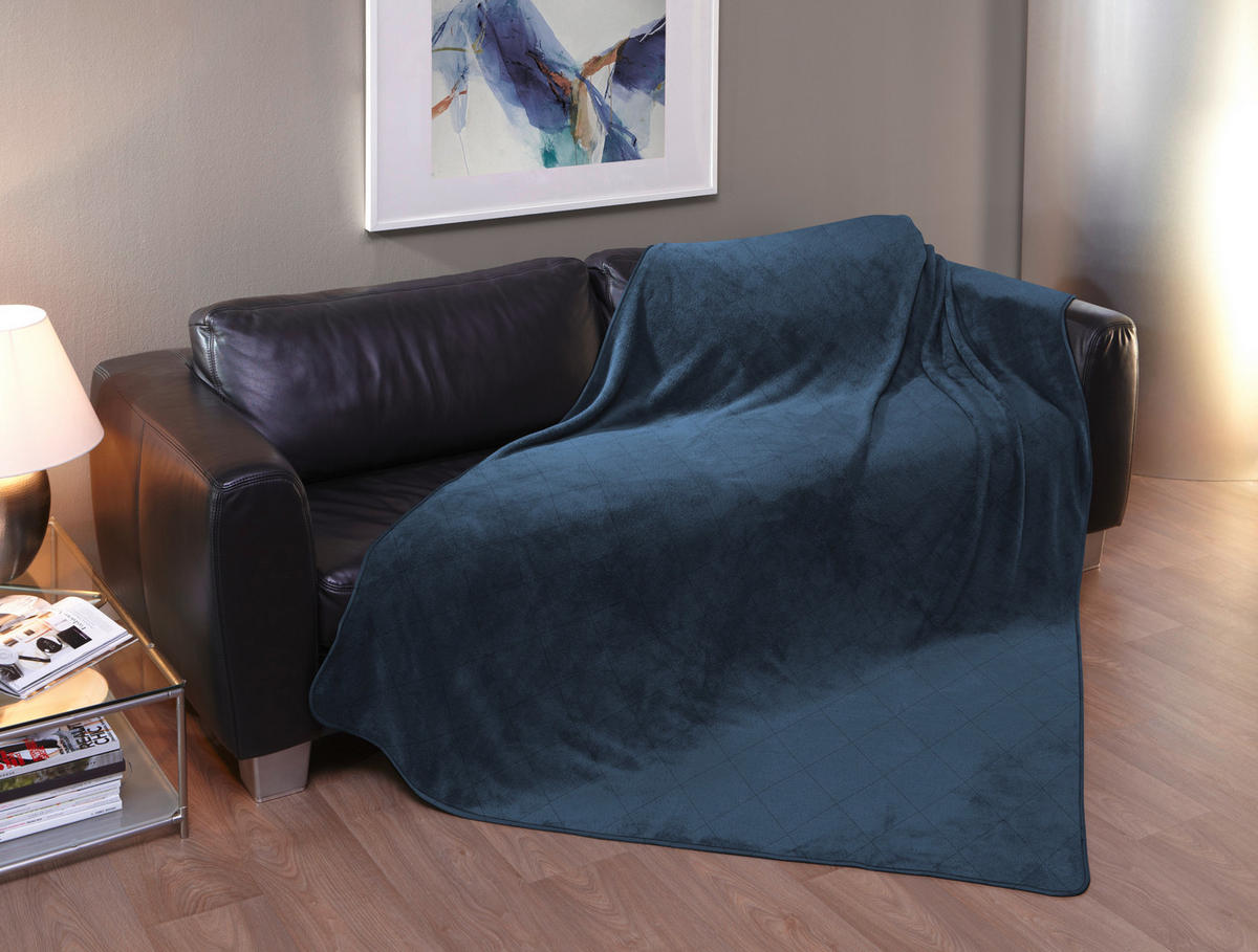 PLAID Plaids 150/200 cm  - Dunkelblau, Basics, Textil (150/200cm) - Fleuresse