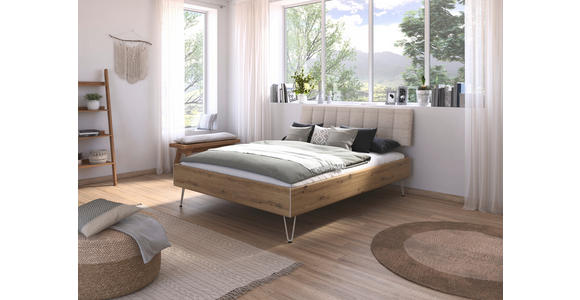 BETT 160/200 cm  in Eiche Artisan  - Champagner/Eiche Artisan, Design, Holzwerkstoff/Textil (160/200cm) - Carryhome