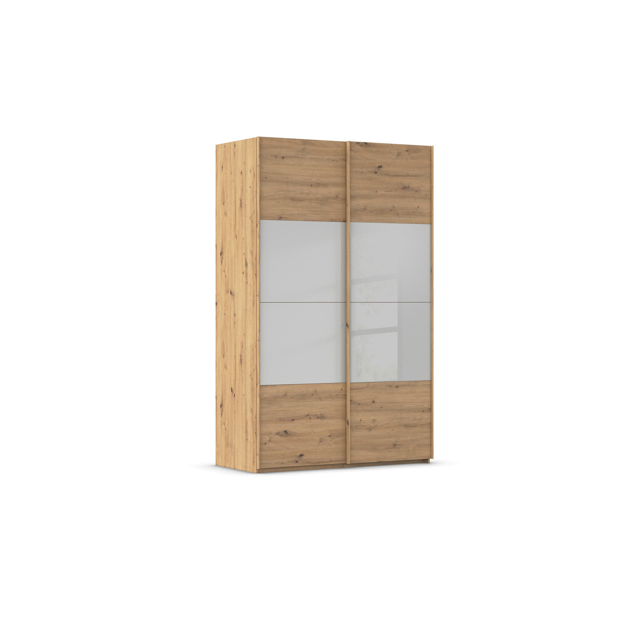 SCHWEBETÜRENSCHRANK 137/223/68 cm 2-türig Eiche Artisan, Seidengrau  - Eichefarben/Seidengrau, Design, Glas/Holzwerkstoff (137/223/68cm) - Xora