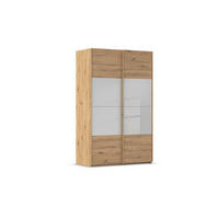 SCHWEBETÜRENSCHRANK 137/223/68 cm 2-türig Eiche Artisan, Seidengrau  - Eichefarben/Seidengrau, Design, Glas/Holzwerkstoff (137/223/68cm) - Xora