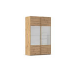 SCHWEBETÜRENSCHRANK 137/223/68 cm 2-türig Eiche Artisan, Seidengrau  - Eichefarben/Seidengrau, Design, Glas/Holzwerkstoff (137/223/68cm) - Xora
