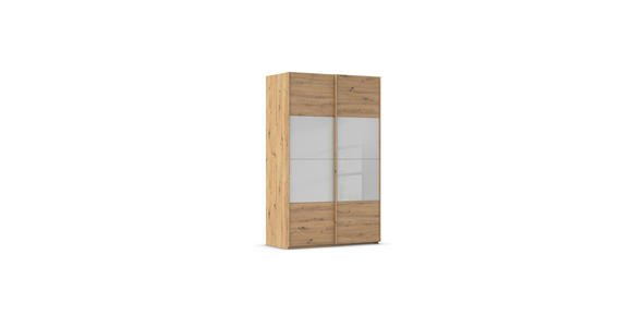 SCHWEBETÜRENSCHRANK 137/223/68 cm 2-türig Eiche Artisan, Seidengrau  - Eichefarben/Seidengrau, Design, Glas/Holzwerkstoff (137/223/68cm) - Xora