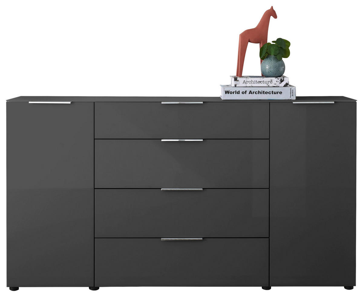 KOMODA, antracit  - barve kroma/črna, Moderno, kovina/umetna masa (180/99/40cm) - MID.YOU
