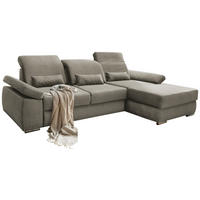 ECKSOFA Hellbraun Velours  - Hellbraun/Chromfarben, MODERN, Holz/Textil (295/188cm) - Livetastic