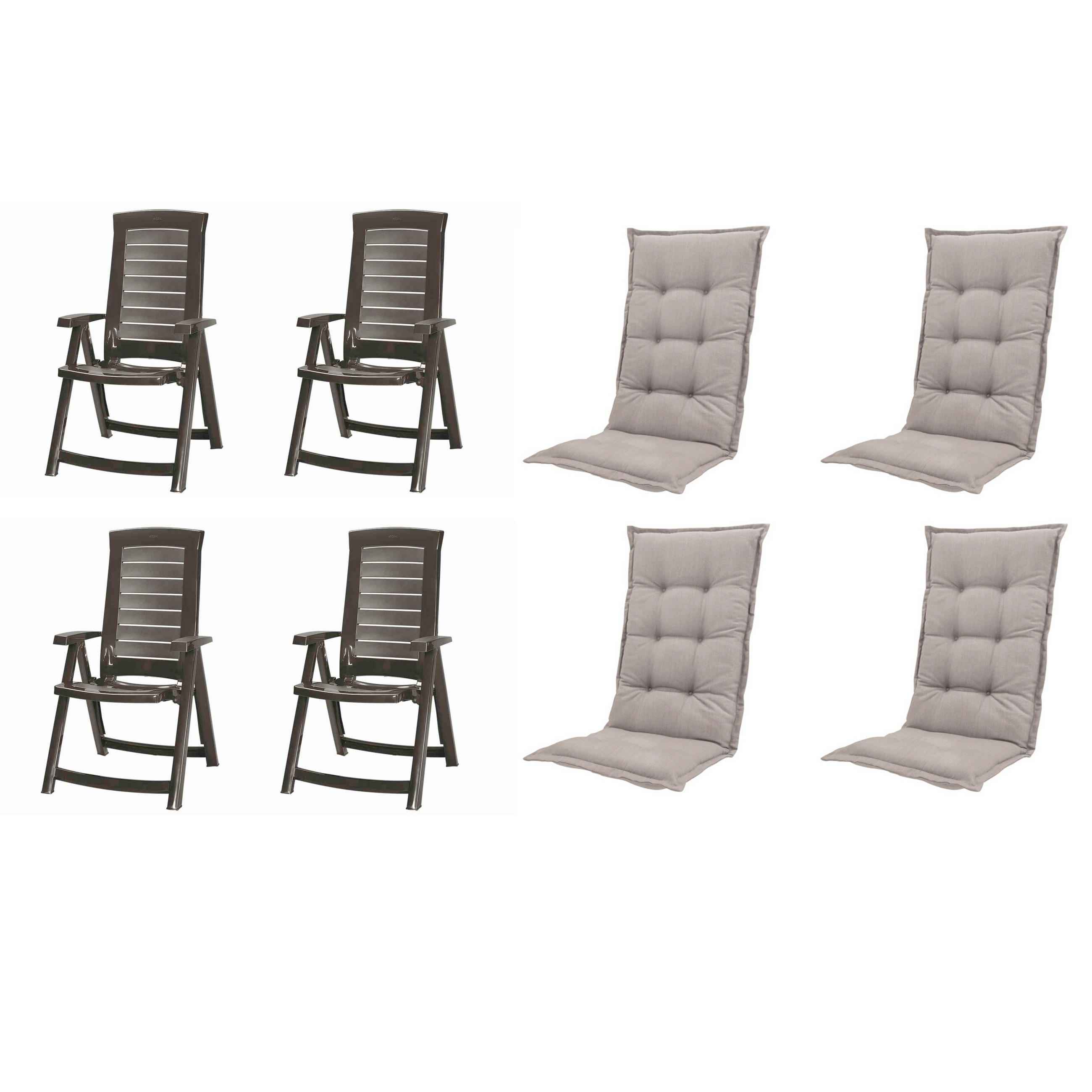 GARTENSTUHL-SET Kunststoff, Textil Grau, Taupe  - Taupe/Grau, MODERN, Kunststoff/Textil (72/61/110cm) - Gardenson