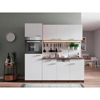KÜCHENBLOCK 205 cm   in Weiß  - Eichefarben/Alufarben, Basics, Holzwerkstoff/Kunststoff (205cm) - Respekta