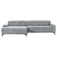 ECKSOFA in Cord Hellgrau  165/295 cm  - Hellgrau/Schwarz, KONVENTIONELL, Textil/Metall (165/295cm) - Carryhome